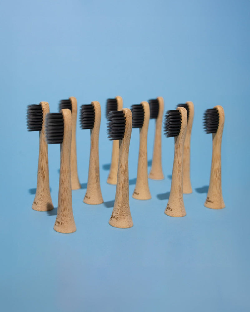 Electric Toothbrush Bamboo Heads - 4P - Sensitive Charcoal Bristles - The Humble Co.