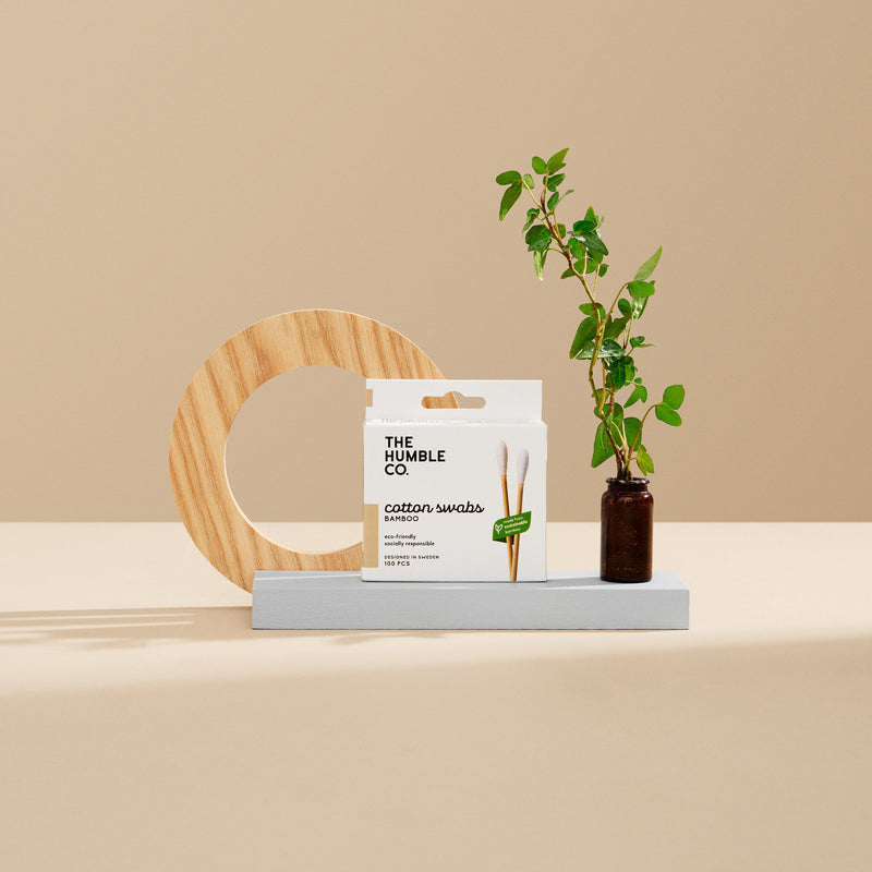 A box of sustainable cotton swabs from The Humbe Co.